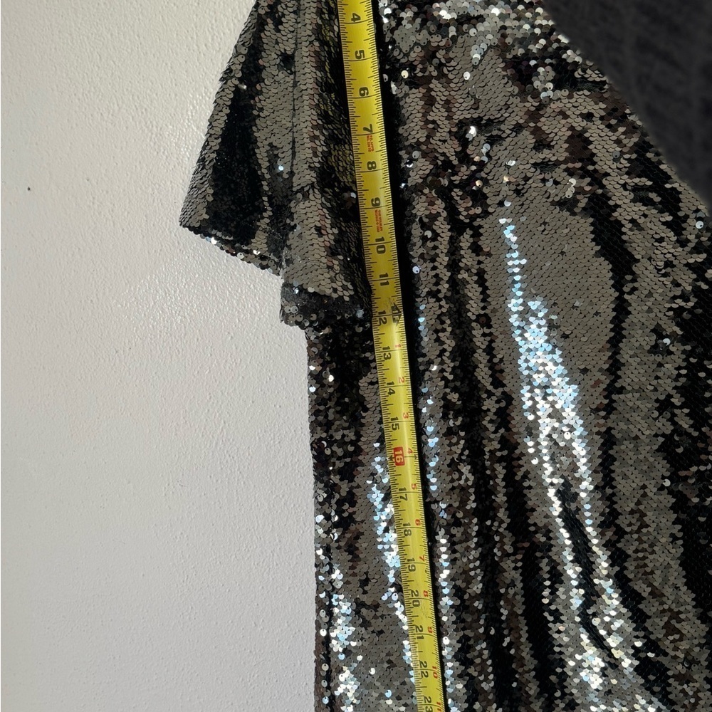 Ann Taylor Holiday Forest Green Sequin Top Sz L - Picture 6 of 9